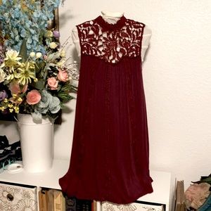Altar’d State Women’s Small Burgundy Lace Dress 👗